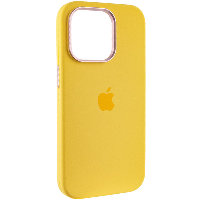 Silicone Case Full (Metal Frame and Buttons) для  iPhone 14 Pro Max (Yellow)-0